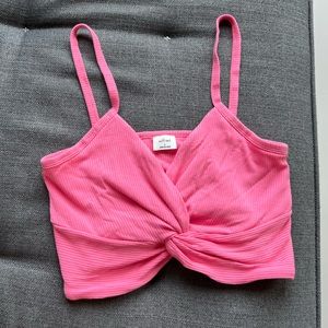 Pink Bay Ribbed Twist Tank Aritzia